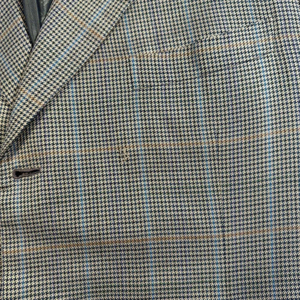 Brioni for Neiman Marcus Houndstooth Plaid Wool Jacket 48 Long Italy FLAWED